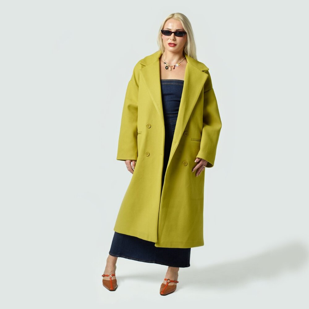 Green Double Breasted Statement Coat - image 3